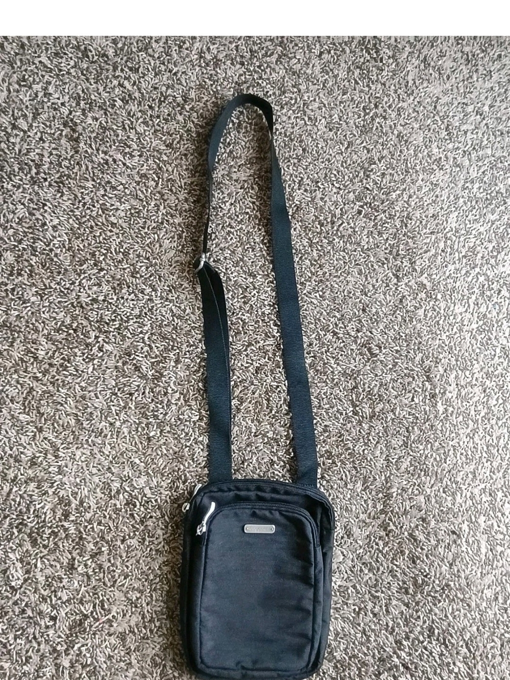 Baggallini Women’s Black Small Crossbody Bag Zip Top, Pockets, Adj Strap